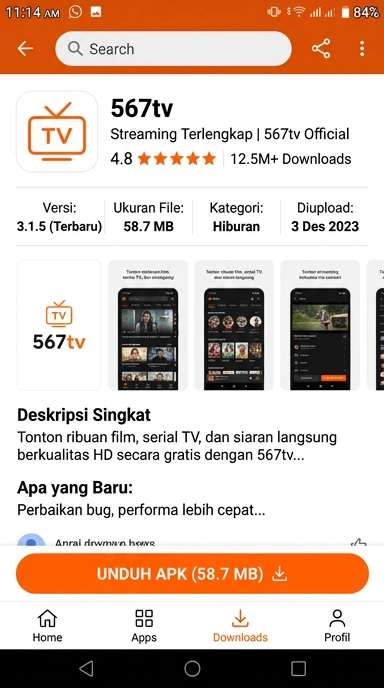 Unduh dan Instal APK 567tv untuk Android