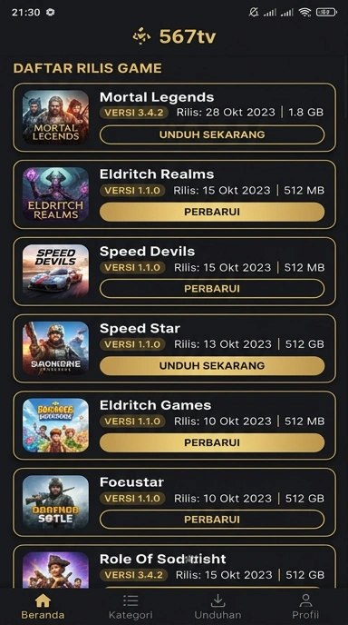 Riwayat Versi 567tv untuk Pengguna Android