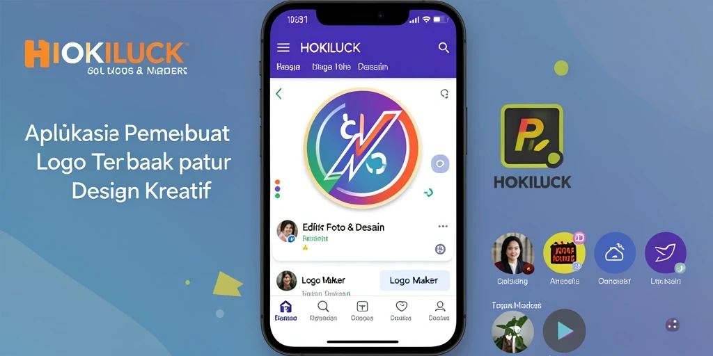 Tampilan antarmuka HOKILUCK saat mendesain logo.
