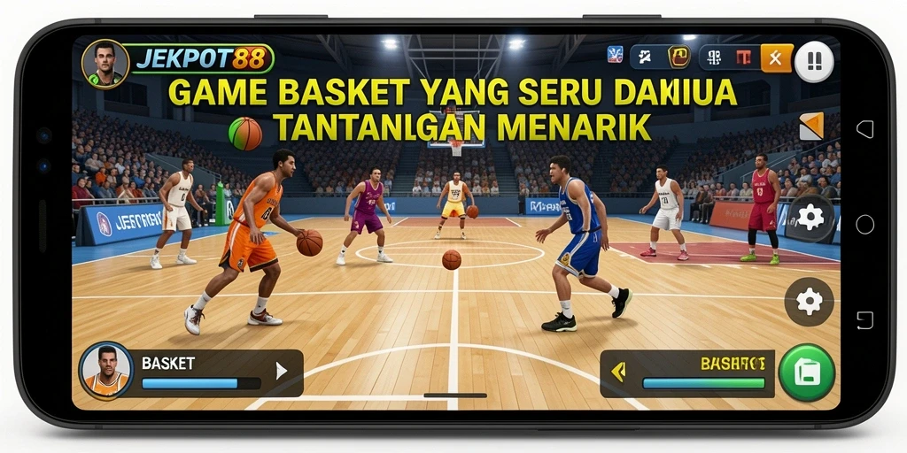 Tampilan antarmuka JEKPOT88 yang menarik dan interaktif untuk bermain basket.