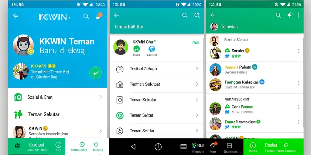 Antarmuka KKWIN dengan fitur teman sekitar yang menarik.