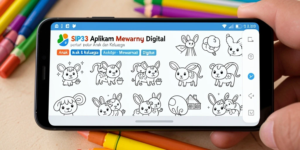 Tampilan antarmuka SIP33 dengan alat mewarnai yang beragam.