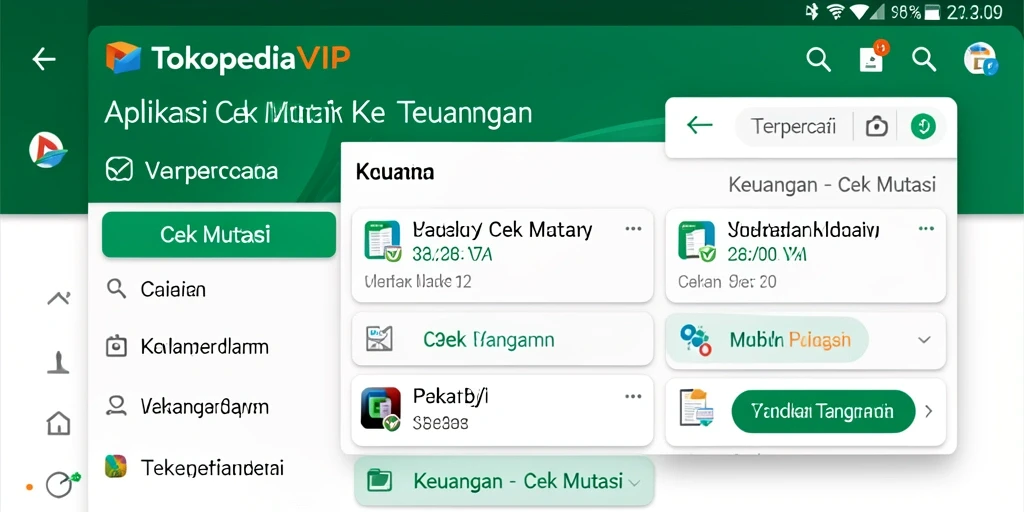 Antarmuka aplikasi TOKOPEDIAVIP untuk Cek Mutasi yang user-friendly.